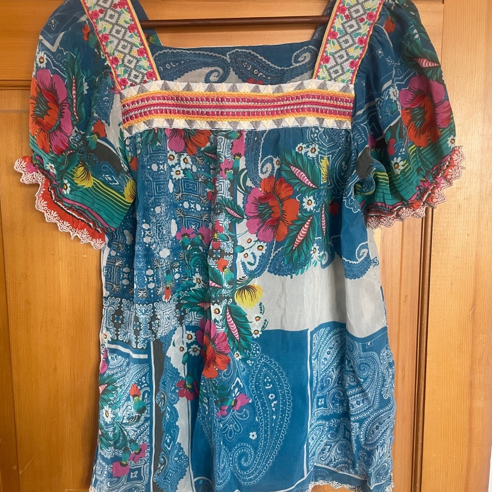 Johnny Was Floral Blue Women's Top
